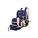 MIUCOO Canvas Laptop Backpack Casual Shoulder Bag Cute Purse (Navy Blue)