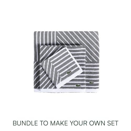Lacoste Guethary Striped Towel – 100% Cotton, Reversible Modern Geometric Design, Soft & Absorbent, Durable & Lightweight, Machine Washable – Meteorite, 30"x54" Bath Towel — view 5