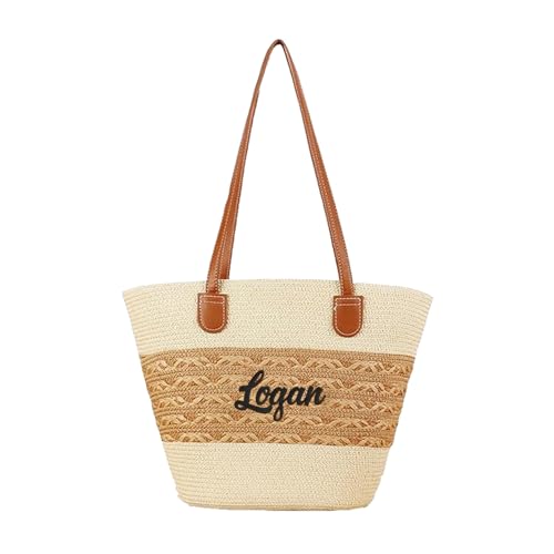 Sac travail femme et plage personnalisé en paille tressée main