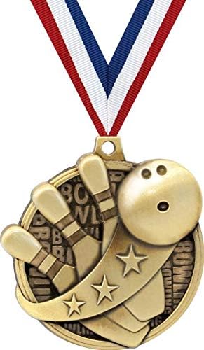 Crown Awards Bowling Medals - 2" Kudos Bowling Pins, Bowling League, Bowling Tournament Award Medals Gold Prime