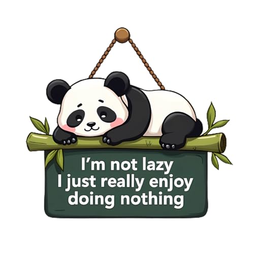 Image of GiftOday Lazy Panda Printed Wooden Wall Hanging with Quotes for Home Decor | Office | Gifts | Living Room | Bedroom | Wooden Decorative Items | Modern Painting | Artworks Decoration (18 x 30 CM)