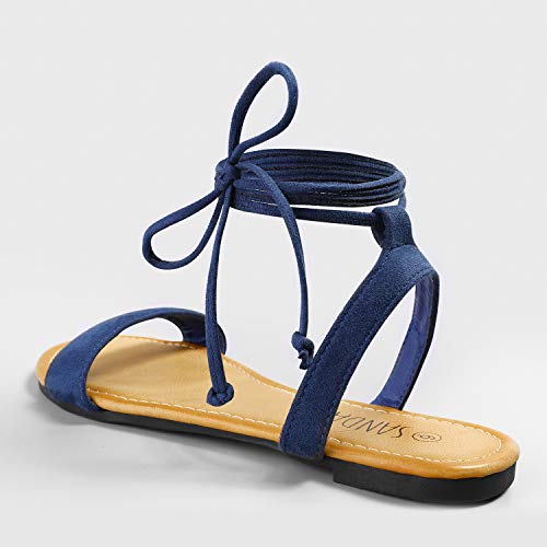 SANDALUP Tie Up Ankle Strap flat sandals for women - Image 4