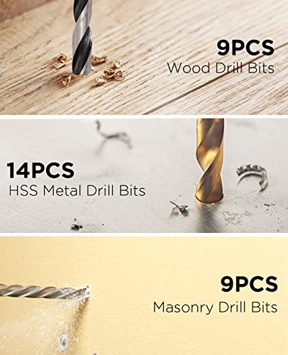 Avid Power Drill Bit Set, Drill Bits For Metal, Wood, Masonry-100Pcs Titanium, High Speed Steel Drill Bit Screwdriver Bit Set With Storage Case #TOP2