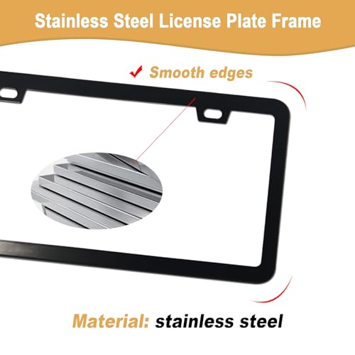 image for Aootf License Plate Frames Covers - Stainless Steel Black Car Tag Hold