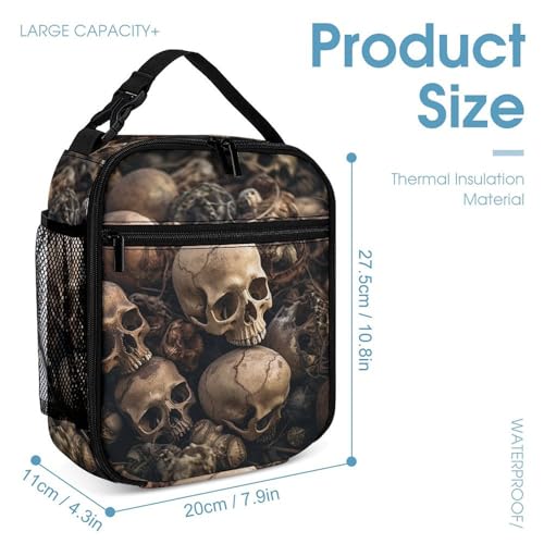 Some Skull Shapes Backpack Set 3 Piece, Durable Backpack Insulated Lunch Bag Portable Pencil Case for Men Women4