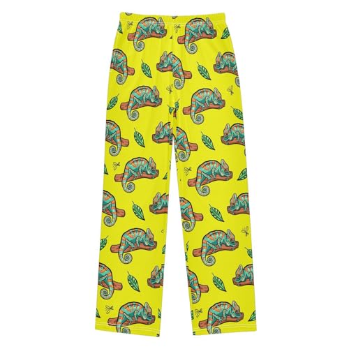 Hand Drawn Chameleon Boys Pants for Kids Jogger Pants with Pockets S-XL