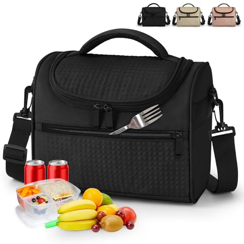 La Mejor Lista de Térmicos para Mujer para comprar online. 43 Lubardy Loncheras para Mujer Hombre, Bolsa de Almuerzo Aislada, Lonchera Termica Adultos Impermeable, Lonchera Térmica Almuerzos Portátil Lunchera para Picnic,Oficina, Negro