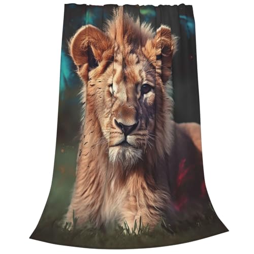 Couverture lion en flanelle microfibre premium, plaid design et doux - 3