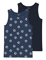 NAME IT Jungen NKMTANK TOP 2P Dark Denim Football NOOS Unterhemd, 134/140