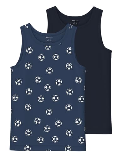 NAME IT Jungen NKMTANK TOP 2P Dark Denim Football NOOS Unterhemd, 134/140
