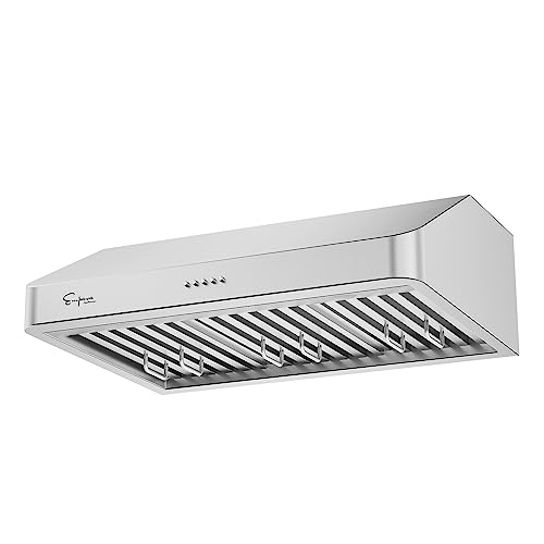 Empava 30" Under Cabinet Range Hood With Push Button Controls Dual Sealed Aluminum Motor Permanent Filters Led Lights In Stainless Steel, 30 Inch, 500Cfm #TOP2
