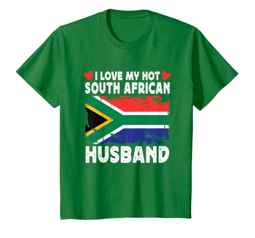 I Love My Hot South African Husband Spouses South Africa T-Shirt, Youth, Kelly Green, Large