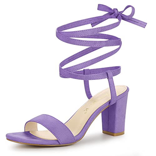 Sandales à talons hauts à lacets Allegra K en faux suède pour femmes