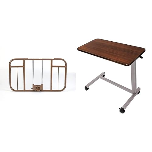 Invacare Rieles de media longitud con abrazadera para camas de cuidado en el hogar, 1 par de rieles de cama, 6630DS, marrón y Vaunn Medical