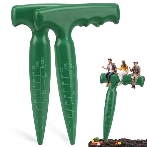 Milifox Pikierstab,Blumenzwiebelpfanzer,Zwiebelpflanzer für Blumenzwiebeln mit Messskala für Genaues Pflanzen,Idealer Zwiebelpflanzer das Aussäen von Gemüse und Blumen,2 Stück Grün