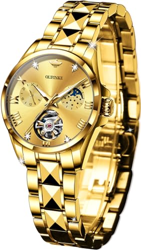 Image of OUPINKE Automatic Watch for Women Self-Winding Luxury Original Ladies Watch | Skeleton Mechanical Diamond Gold /Black /Sliver 24 Hours Gift Wrist Watches