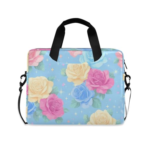 Maletín para portátil diseño flores azul rosa amarillo 13-15.6 pulg miniatura 1