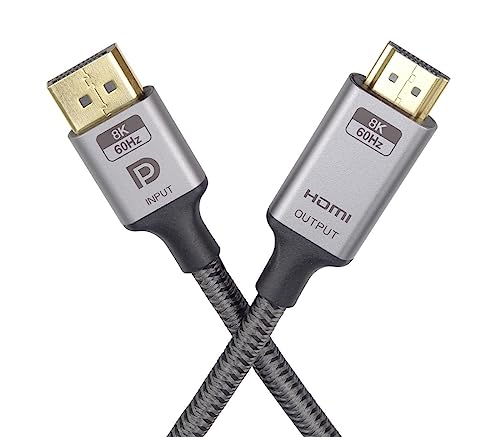 PremiumCord DisplayPort 1.4 to HDMI 2.1 M/M, DP 1.2 to HDMI 2.0 Adapter Cable Compatible with Video 8K @ 60Hz, 4K @ 144Hz