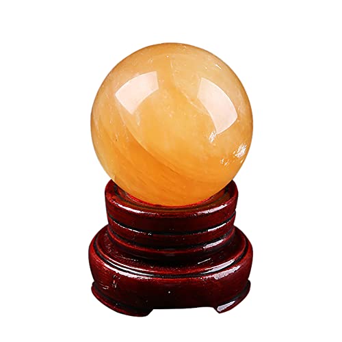 Bola de Cristal de Cuarzo Citrino Oro Natural, Bola de Cristal Adivinacion de Cuarzo Amarillo, de 6 cm de Diámetro, para Curación, Fengshui, con Grieta de Hielo, Regalo de Buena Suerte Cover