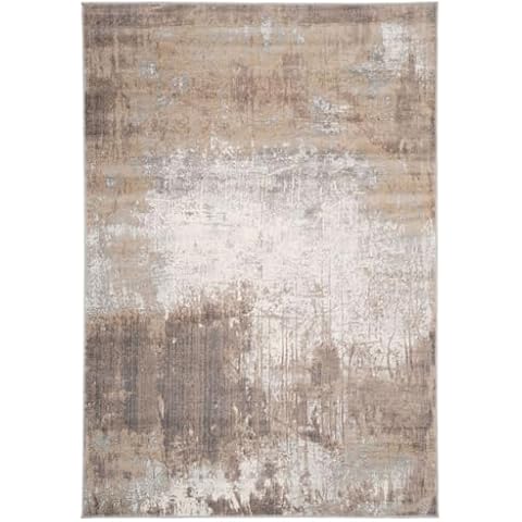 Elegant Distressed Greige Living Room Rug Cover