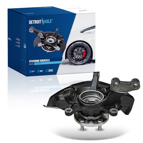 Image of Detroit Axle - Front Left Steering Knuckle for Toyota 04-07 Highlander, Driver Side Steering Knuckle & Wheel Bearing Hub Assembly 2004 2005 2006 2007 Replacement