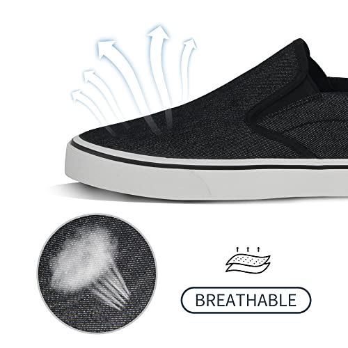 Tober Men's Caual Slip On Shoes Black Canvas Walking Shoes Loafers Laceless Fashion Sneaker With Memory Foam Insole/Durable Rubber/Soft Material #TOP3