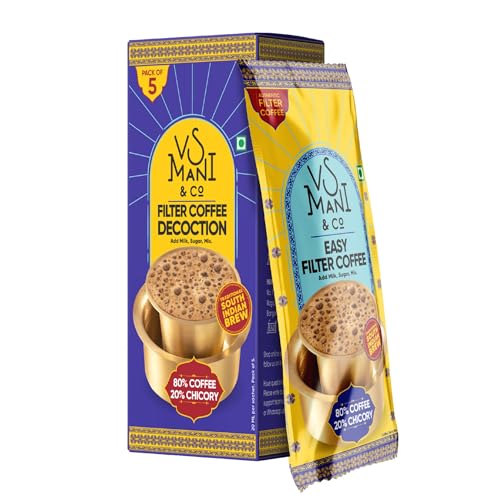 Image of VS Mani & Co Filter Coffee Decoction - Arabica Dark Roast, Strong and Aromatic Instant Filter Coffee Liquid | Authentic South Indian Flavour | Pack of 8 x 100ml | 400 ml