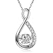 Caperci Sterling Silver Cubic Zirconia Infinity Pendant Necklace for Women, 18''