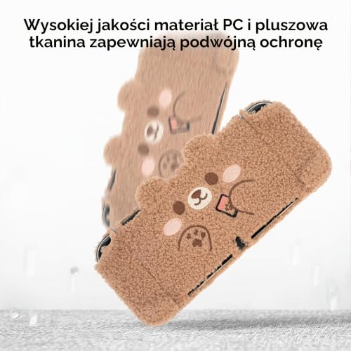 GeekShare Śliczne pluszowe etui ochronne kompatybilne z konsolą Switch OLED - amortyzujące wstrząsy i odporne na zarysowania etui do przełącznika OLED - pluszowy miś