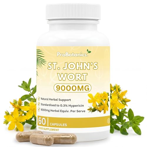 ProBotanics St Johns Wort 900mg Maximum Strength | Standardised 0.3% Hypericin Extract | High-Strength Herbal Supplement for Emotional Wellbeing | 60 Vegan Capsules