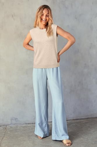 Image of Arach&Cloz Women's Wool Blend Mock Neck Sweaters Vest Business Casual Lightweight Trendy Tops Summer Outfits 2026
