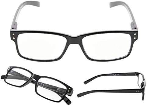 Eyekepper 5-Pack Spring Hinge Reading Glasses Vintage Readers Men Women +1.75, Black-5pcs All Clear Lens, 1.75 Diopters - Image 4