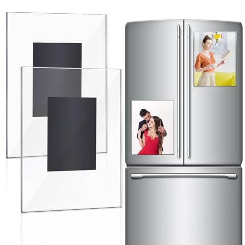 Croblissful 2 Pcs Acrylic Magnetic Photo Frame For Fridge 8.5 X 11 Inch Large Magnetic Picture Frames Clear Magnetic Acrylic Frame For Locker Cubicle Display Children Artworks And Schedules cover