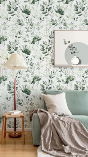 Yasinet Green Wallpaper Olive Leaf Peel and Stick Wallpaper 17.3 ''×78.7 '' — view 4