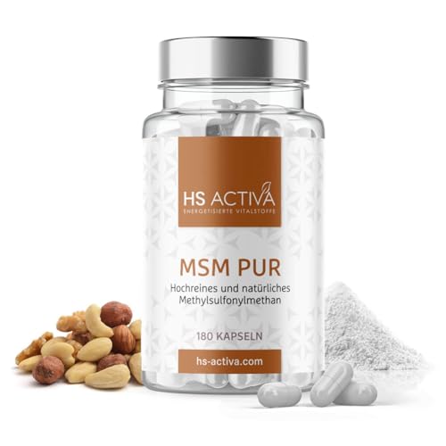 MSM Pur von HS Activa | Hohe Reinheit von 99,94{3dd7135a77a21841ee39f858b1e643e501d3a49d67b77d6bebf471100415a59f} | 180 Kapseln | 750 mg MSM pro Kapsel | Laborgeprüft und ohne Zusatzstoffe