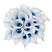 Houda Calla Lily Bridal Wedding Artificial Fake Flowers Party Decor Bouquet PU Real Touch Flower 10PCS (White Blue)
