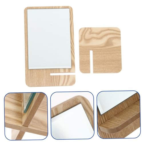 Espejo de Maquillaje de Madera Portátil con Luz miniatura 2
