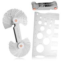 52 Blätter Gewindelehre, Doppelköpfe Gewindeschablone 24 Blätter Metrisch 60° 0,25-6,0mm und 28 Blätter Zoll 55° 4G-62G mit Gewindeanzeige-Schraubenmessung, Gewinde Messwerkzeuge für Gewindegröße
