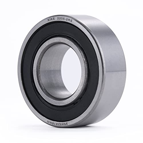 XIKE 1 Pcs 2205-2RS Sealed Self-Aligning Ball Bearings 25x52x18mm, Lubricated and Chrome Steel Fits DIY/Fans/Industrial/Agriculture/Pulp/Paper/Beverage/Textile/Material Handling Machinery.