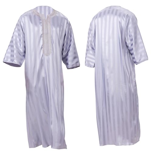 zhxinashu Thobe for Men Islam Half Sleeve Mens Kaftan Thobe Muslim Men Clothing4