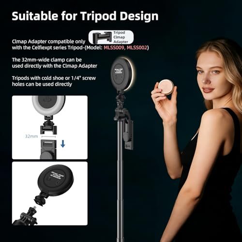 Image of Celfiexpt Selfie Light for Phone, Laptop & Camera, LED Video Light with Clip, Rechargeable Ring Light for Tripod, Dimmable 3 Color Modes, 360 Rotation for Zoom Meetings, Live Streaming