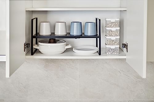 Nxconsu Cabinet Shelf Expandable Height Adjustable Shelf Organizer Riser for Kitchen Cabinet Pantry Cupboard Under Sink Countertop Organization Storage Space Saver Stackable Heavy Duty Metal Black XXL by Nxconsu - Image 2