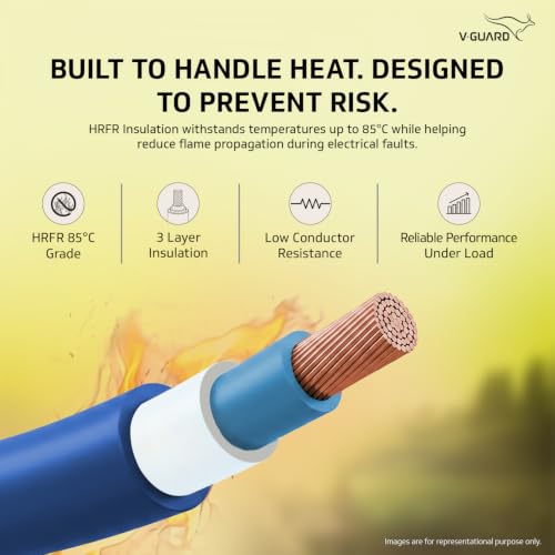 Image of V Guard Superio+ Eco Safe Triple Layered HRFR PVC Wiring Cables (Blue, 1 Sqmm)