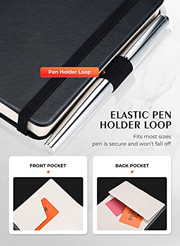 AISBUGUR 2 Stück Notizbuch A6 kleine Pocket Notizbuch 9 x 14 cm, Exekutive Hardcover Insgesamt 320 Seiten Dickes Papier Mit Innentaschen Mini Notizbücher (Schwarz)