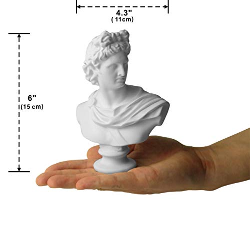 Garwor APOLLO 6" Bust Greek And Roman Mythology God Of Sunlight 6 Inch Resin Head Bust Sculpture Figurine Home Decor thumb #3