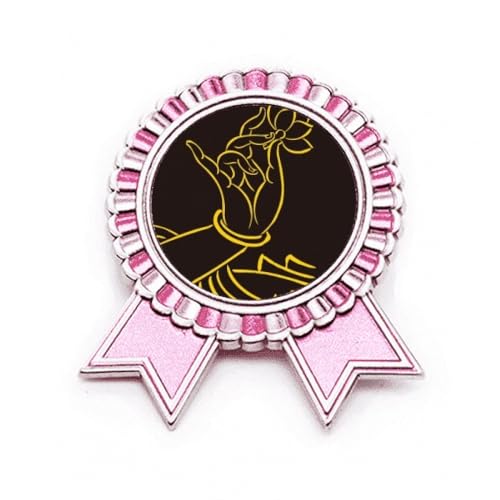 Broche main de lotus rose en métal taille M au motif épuré