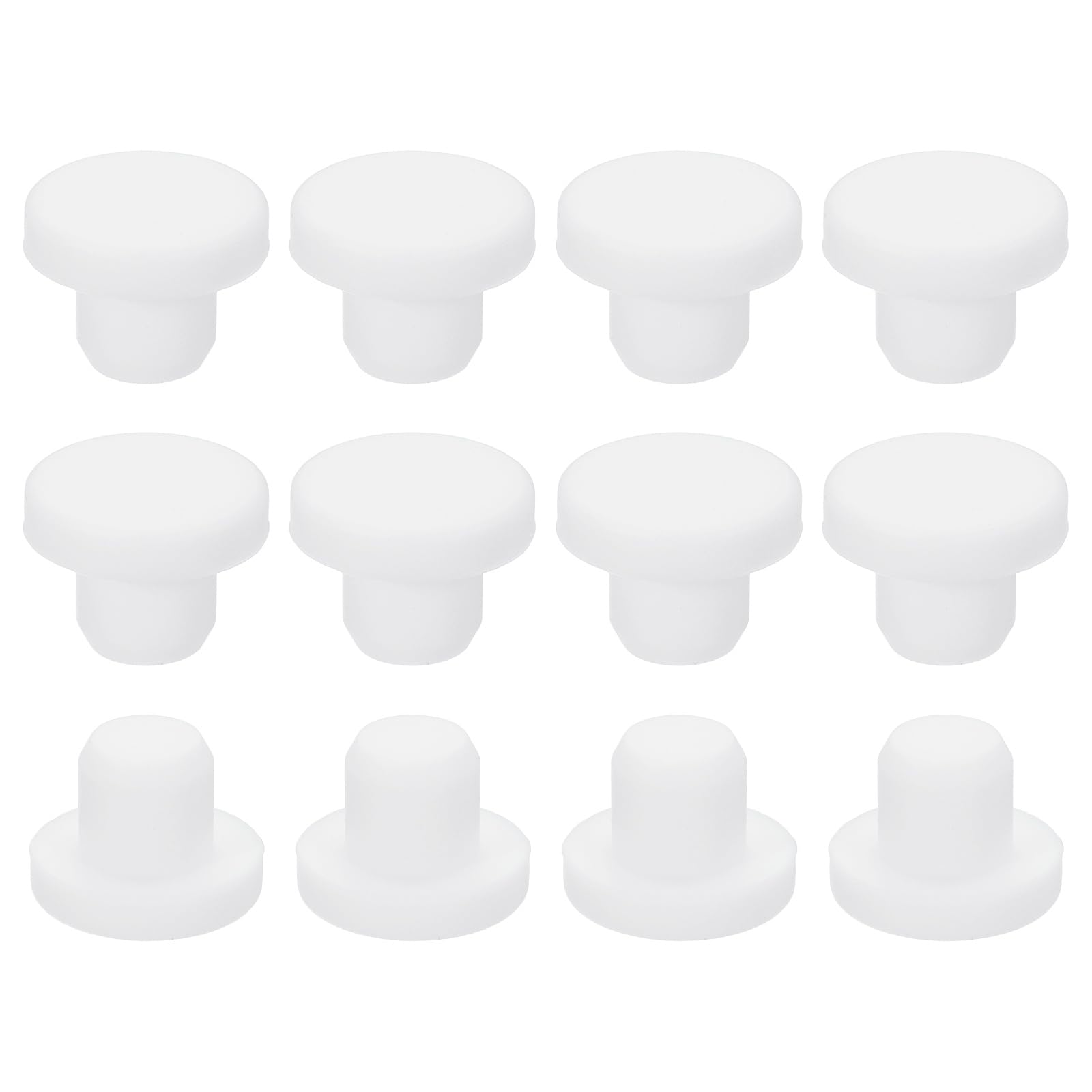 sourcing map 35Pcs Silicone Hole Plug 11mm, White High Temp T Type Rubber Stoppers for 10.3-11.05mm Hole, Solid Waterproof Button Hole End Covers for Powder Coating, Sealing Plugs, Pipe Holes