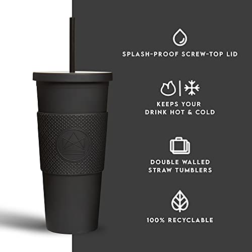 Neon Kactus Double Walled Tumblers | Acrylic Tumbler With Lid And Straw | Insulated Tumbler Cup With Food Grade Silicone Sleeve | For Hot & Cold Drinks | Leakproof, Reusable | Rock Star, 22Oz #TOP3