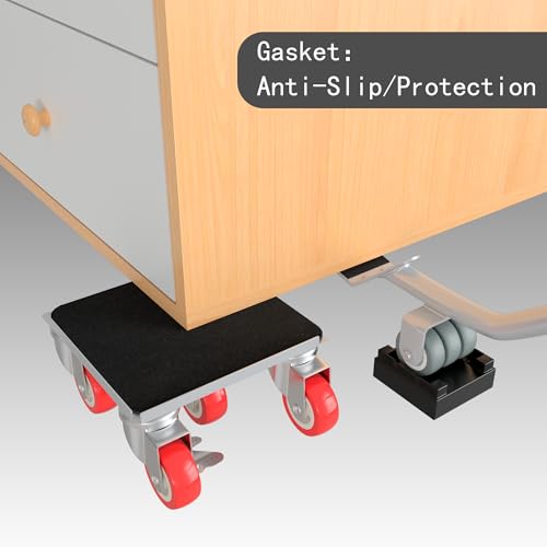 MYUEA Furniture Dolly,Furniture Movers with 5 Wheels,Carbon Steel Panel Heavy Duty Dolly,Maximum Load 1800LBS,Furniture Lifter with 5 360° Rotatable Rubber Universal Wheels(Silver,4.1x4.1 in) by MYUEA - Used condition - Image 7