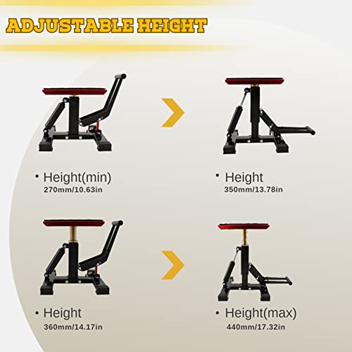 Polarbear Dirt Bike Stand Motorcycle Lift Stand Hydraulic Maintenance Table Hoist Table Height Adjustable 1200Lbs(Red) #TOP6